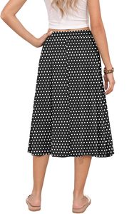 Falda Midi para Mujer, Verano, Fluida, Elástica, Cintura Alta, Casual, Plisada, con Bolsillos - Product Image 3
