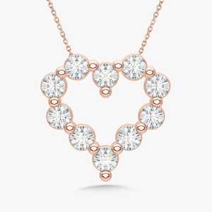 Colliers pendentifs en forme de cœur avec diamants, or massif 14 carats, breloques délicates pour tous les jours, bijoux fins fabriqués par un fabricant - Product Image 5
