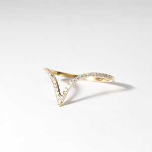 Bague Chevron en Diamant de Laboratoire en Forme de V, Plaqué Or Massif 10K 14K 18K, Bague de Mariage Empilable Minimaliste - Product Image 4