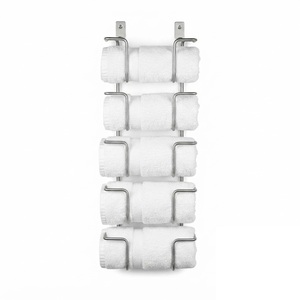 Decorative Wall Mounted Wrought Iron Towel Rack 3 Tier Vertical Rolled Towel Holder For <b>Bathroom</b> Storage & Organization - Product Image 4