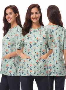Blouse de coiffure à demi-manches avec fermeture éclair, veste de barbier, tablier de coiffure - Product Image 3