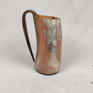 Taza de Cuerno Pulido Ecológica Hecha a Mano, de Cuerno de Buey Auténtico con Asa, para Regalos de Ferias Renacentistas, Cosplay, Colección de Bares - Product Image 1