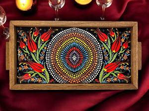 Plateau en bois imprimé série artistique, plateau imprimé en bois illustré pour la décoration créative de la maison, plateau de service en gros - Product Image 5