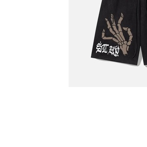 Men's Gothic Skeleton Hand Print Bermuda Shorts Elastic Waist Plus Size Cotton Casual Wear - Product Image 3