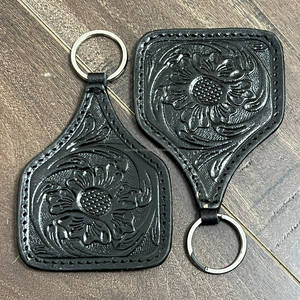 Nouveau porte-clés de luxe en cuir de vachette véritable, motif floral, design personnalisé, mini sac, porte-clés de voiture, prix de gros, cadeau - Product Image 3