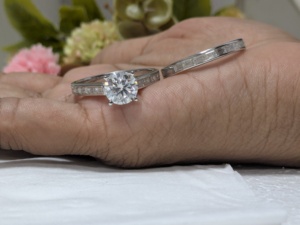 2.20 Ct Lab Grown Diamond Vintage Luxury Engagement <b>Ring</b> <b>Set</b> 14K White <b>Gold</b> IGI Certified Wedding & Anniversary Gift - Product Image 3
