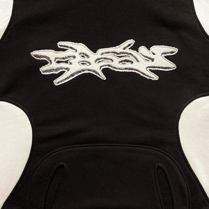Sweat à capuche vintage personnalisé pour homme, avec patchwork tissé, fermeture éclair, effet délavé à l'acide, appliqué, unisexe, OEM - Product Image 5