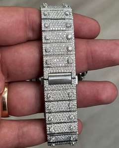 Montre squelette de luxe carrée en moissanite VVS, entièrement sertie de diamants, en or blanc, automatique, pour homme, passe le testeur de diamants, entièrement ornée de diamants. - Product Image 4