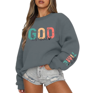 Sudadera Casual de Cuello Redondo para Mujer al por Mayor, con Estampado Gráfico y Logotipo Personalizado - Product Image 2