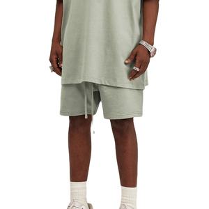 2025 nouveauté lavage à l'acide Shorts tissu mélangé coton Shorts sport poche cachée hommes sweat Shorts avec bandes - Product Image 4