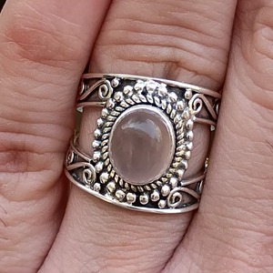 Rose <b>Quartz</b> Oval <b>Ring</b> 925 Sterling Silver Handmade Promise Jewelry for Women gift her bezel setting <b>Ring</b> January birthstone - Product Image 3
