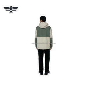 Chaqueta Anorak de Cuero con Capucha Personalizada para Hombre |   Chaqueta cortavientos impermeable con media cremallera |   Chaqueta de senderismo estilo motero con cinturón - Product Image 3