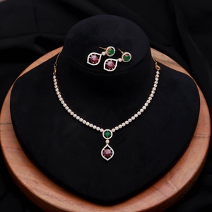 Emerald <b>Ruby</b> Vintage IGI Certified <b>Necklace</b> Set Gold Plated Red Green Multi Layer Traditional Indian Bridal Wedding Jewelry - Product Image 1
