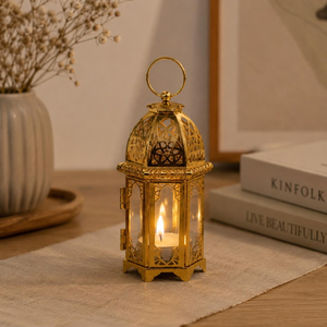 Moroccan Style Brass <b>Lantern</b> <b>Candle</b> <b>Holder</b> with Style Tabletop <b>Lantern</b> for Home Decor Ramadan Wedding and Indoor Decoration - Product Image 4