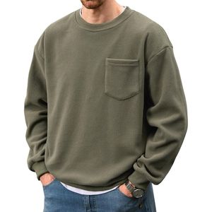 Sweat-shirt à col rond surdimensionné personnalisé pour homme, couleur taupe, coupe décontractée, style streetwear, pull-over - Product Image 4