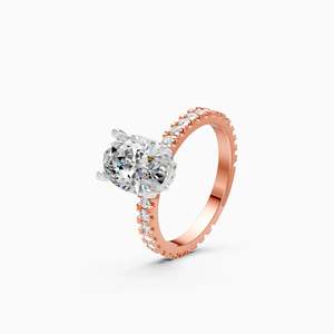 2.18 Ct Lab Grown Diamond Empress Grace Blink Fancy Oval Diamond Engagement Ring In 9K Yellow White And Rose Gold - Product Image 1
