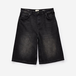 Pantalones Cortos de Mezclilla para Hombre, Lavado Oscuro, Corte Recto, Cintura Media, Casuales, para Verano, Tejido de Algodón, con Bolsillos - Product Image 1