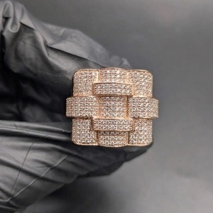 Anillo de Plata de Ley 925 con Moissanita para Hombre, Anillo Ancho con Incrustaciones de Circonitas, Chapado en Oro Blanco de 14K, Estilo Hip Hop de Lujo - Product Image 4
