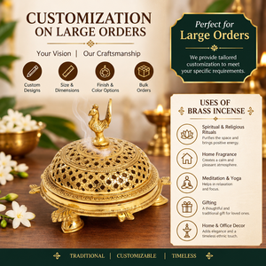 Quemador de incienso de latón con acabado antiguo y asa, accesorios indios para Pooja, proveedor mayorista, decoración para el hogar, hoteles y restaurantes - Product Image 4