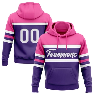 Sudadera con Capucha Deportiva de Diseño Nuevo, Cosida a Medida, con Líneas Moradas, Blancas y Rosas, Venta al Por Mayor Directa de Fábrica - Product Image 1