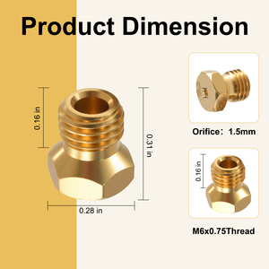 Kit de conversion d'orifice pour cuisinière et four, Buse de brûleur à jet en laiton de remplacement, Embout de pulvérisation de gaz M6x0.75 mm, Pièces de tuyauterie de gaz propane GPL - Product Image 2