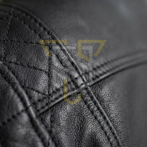 Veste en toile et cuir respirante pour homme, col montant élégant, fermeture éclair sur le devant, style décontracté, streetwear, vêtement d'extérieur pour l'hiver - Product Image 5