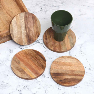 Wholesale Custom Walnut Wood Cup Mat Coasters 300mm Diameter Made in India by MN EXPORTS for Drinks - Product Image 3