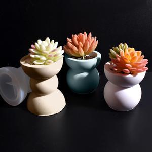 Semicircle Aromatherapy Candle Cup Geometric Semicircle Candlestick Storage Cup Flowerpot Gypsum Candle <b>Silicone</b> Mold - Product Image 4