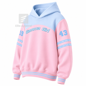 Sudadera personalizada de la hermandad Gamma Phi Delta con logo bordado en la parte delantera, color azul cielo y rosa, manga larga, de algodón, para mujer. - Product Image 2