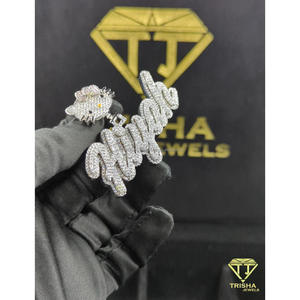 Pendentif personnalisé « Hiyah » en moissanite VVS, diamant, dessin animé, argent sterling 925, collier serti de pierres par Trisha Jewels - Product Image 3