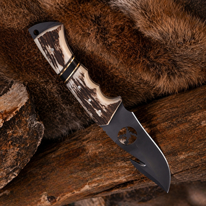 Cuchillo de Caza SAZ ENTERPRISES J2 de Acero Inoxidable Hecho a Mano con Mango de Cuerno y Funda de Cuero Fino, Cuchillo para Acampar al Aire Libre - Product Image 5