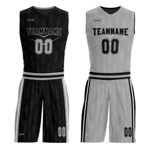 Custom Sublimated Basketball Uniform Set Teamname 00 V-Neck Sleeveless Breathable Mesh Jersey and <b>Shorts</b> for Adults - Product Image 1