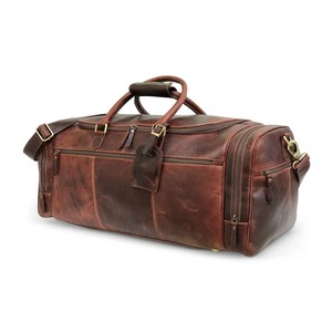 กระเป๋าหนังแท้สไตล์วินเทจ กระเป๋าเดินทางสำหรับวันหยุดสุดสัปดาห์ สำหรับผู้ชายและผู้หญิง ความจุขนาดใหญ่ พกพาสะดวก มีช่องใส่รองเท้า - Product Image 3