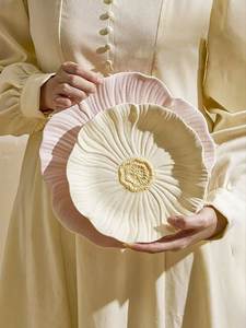 Service de vaisselle en céramique à motif floral, assiettes et bols en porcelaine émaillée, passe au lave-vaisselle, pour la maison, les fêtes et le service à l'heure du thé - Product Image 1