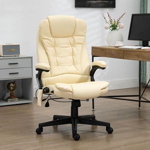 Sedia da Ufficio Ergonomica Reclinabile Beige con 6 Modalità di Vibrazione, Massaggio Riscaldato, Altezza Regolabile, Comoda, Girevole, Contemporanea in Nylon - Product Image 2