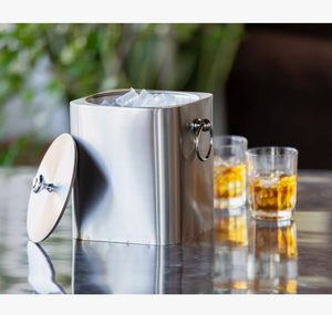Seau à glace carré moderne en acier inoxydable avec couvercle, seau à glace haut de gamme en acier brossé pour vin et whisky, accessoires de bar - Product Image 6