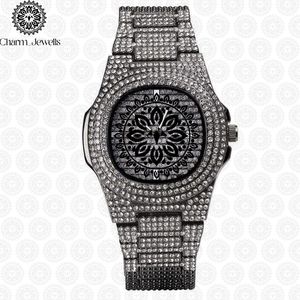 Charm Jewells Women's Luxury Stainless Steel <b>Watch</b> Round <b>Case</b> Analog Quartz Movement Diamond Encrusted Bracelet 30mm - Product Image 4