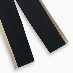 Pantalon de survêtement noir grande taille pour homme avec bandes latérales beiges, taille mi-haute, cordon de serrage, coupe décontractée, tricoté, pour l'automne - Product Image 5