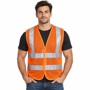 Chaleco de seguridad transpirable, chaleco de malla reflectante, chaleco de trabajo ligero de alta visibilidad, ropa de construcción de verano - Product Image 1