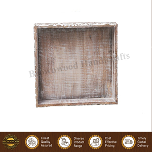 Plateau de service carré personnalisé en bois de manguier, motif rectangulaire de haute qualité avec matériau en acacia, 2 poignées pour hôtel et restaurant - Product Image 3