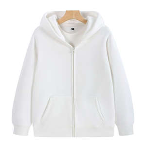 Unisex colorful Hooded Zipper Sweatshirt Solid Color Casual Knitted Cotton Regular Fit Autumn Wear With Pocket - Product Image 1
