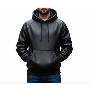 100% Polyester Woven <b>Fabric</b> <b>Black</b> Men's Regular Sleeve Leathertex No Need - Product Image 2