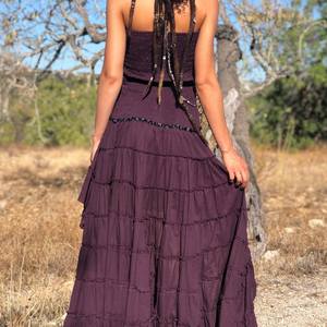 Vestido Maxi Bohemio de Algodón con Diseño Asimétrico Estilo Flamenco para Mujer, Ideal para Festivales, Playa y Fiestas de Verano 2026 - Product Image 4