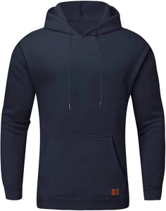 Sudadera con Capucha para Hombre, Color Gris Claro, Corte Regular, Color Sólido, Informal, Tejida, Manga Larga, con Bolsillos, para Otoño - Product Image 6