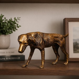 SHUBHAM - Figura de Perro de Caza Hecha a Mano en Latón, Escultura de Animal de Metal, Decoración de Mesa, Regalo para Sala de Estar - Product Image 1