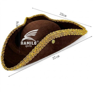 Nouveauté Chapeau de cowboy français en feutre de laine de haute qualité pour hommes, noir, tricorne, chapeau triangulaire, chapeau de garde d'honneur, chapeau Napoléon - Product Image 3