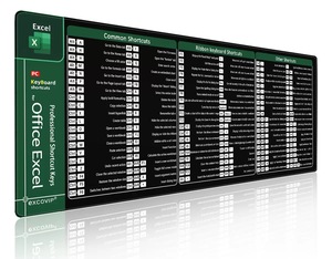 Alfombrilla de Ratón con Atajos de Excel, Extragrande, XL, para Juegos, Oficina, PC, Hojas de Cálculo, Antideslizante, con Borde Cosido - Product Image 4