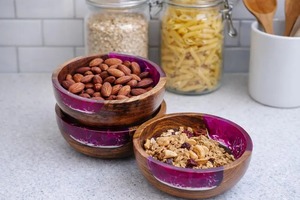 Tazón de Palomitas de Maíz con Acabado de Resina, para Hogar, Hotel, Restaurante, Vajilla, Contenedor de Alimentos, Tazón Redondo de Madera - Product Image 3
