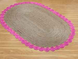 Alfombra ovalada tejida a mano de yute 100% lavable para dormitorio y sala de estar - Product Image 4
