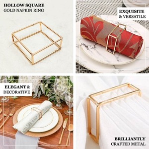 Anneaux de serviette carrés en métal doré, 2 pouces, creux, géométriques, pour décoration de table - Product Image 4